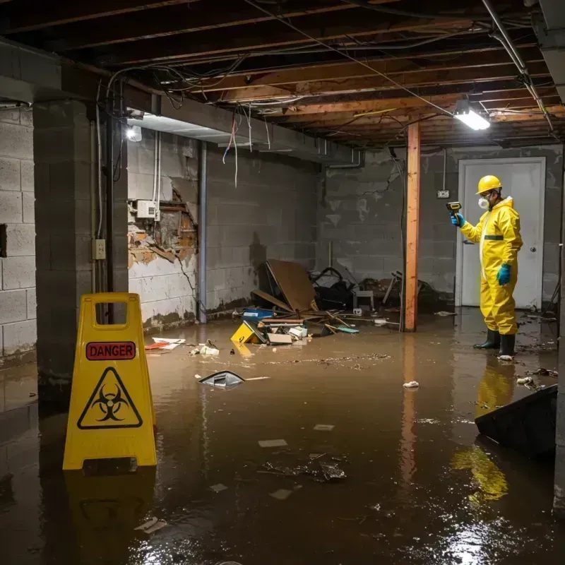 Flooded Basement Electrical Hazard in Sumner, IL Property